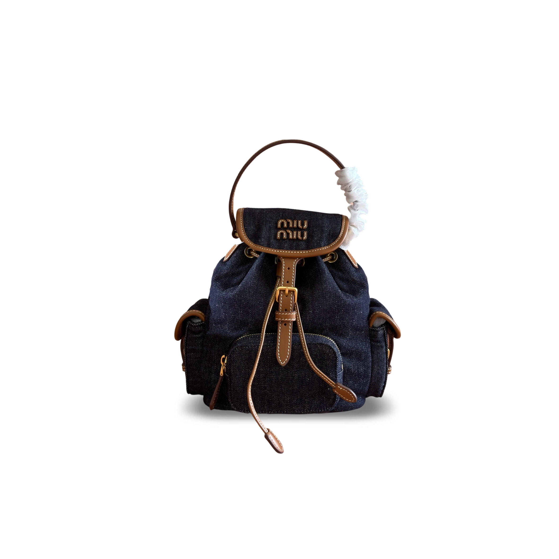 MIU MIU CANVAS AND LEATHER BACKPACK 5BZ043 (29.5*25*12.5cm)
